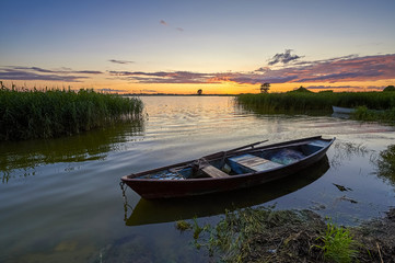 Fototapeta na wymiar Sunset over the lake, Malbork, Poland, Europe