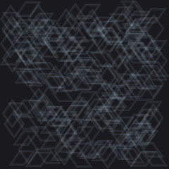 Transparent light cubes on a dark background. Modern contour technological vector from blocks