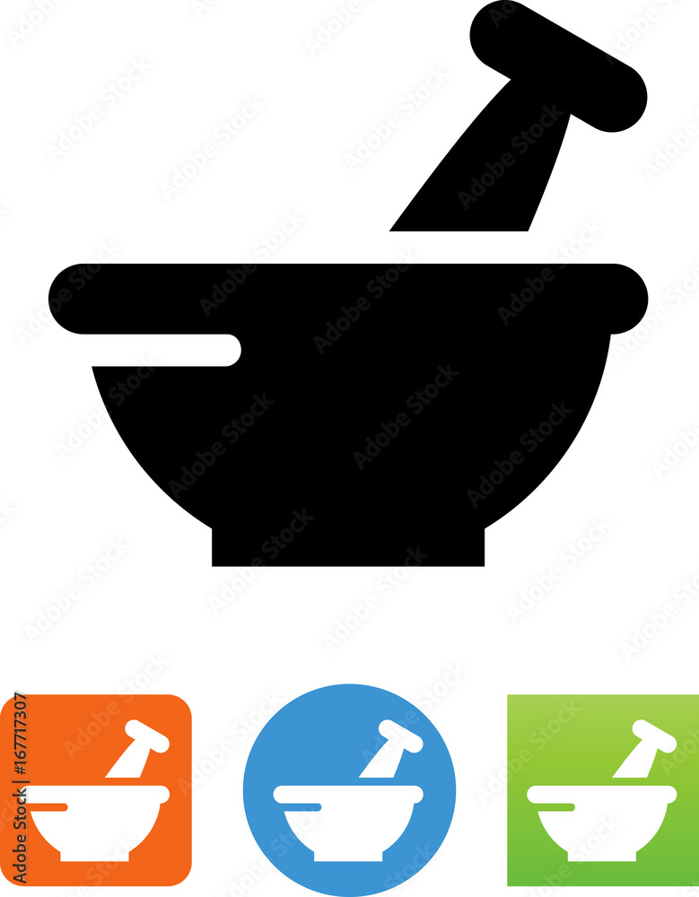 Poster vector rx mortar and pestle icon - illustration