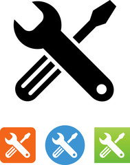 Vector Screwdriver And Wrench Icon - Illustration