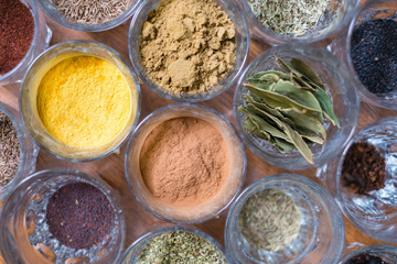 colorful spices -  dry spices on table