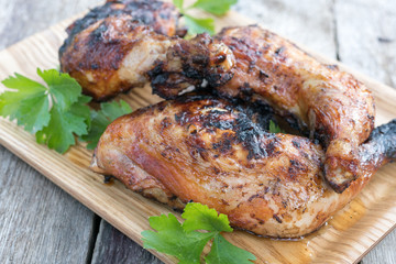 Grilled Roasted chicken legs with a thyme