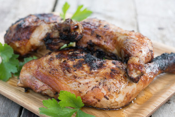Grilled Roasted chicken legs with a thyme