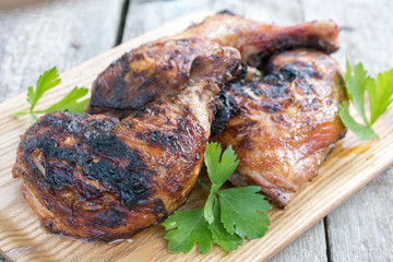 Grilled Roasted chicken legs with a thyme