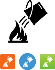 Water Bucket And Fire Icon - Illustration