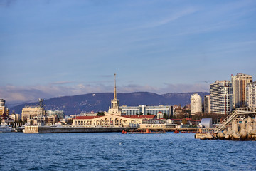 Fototapeta premium View of seaport in Sochi. RUSSIA