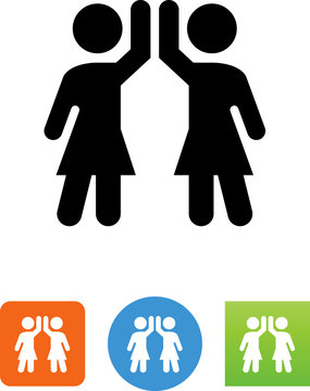 Women Doing A High Five Icon - Illustration