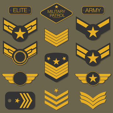 Military army badge set typography. T shirt graphics