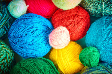 colorful wool yarn balls.wool yarn ball. Colorful threads for needlework