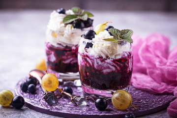 Healthy dessert with berry and cream cheese