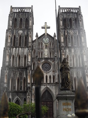 Saint Gabriel cathedral with Mary statue in Hanoi, Vietnam  