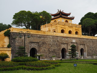 Old traditional Chinese style castle gate of old Vietnamese king in Hanoi