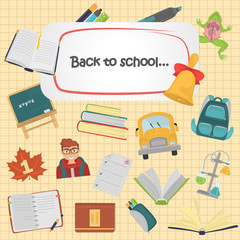 Fototapeta premium Scholl color flat icons set for web and mobile design