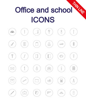 Office and school supplies icons set.