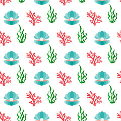 Shell with a pearl. Pattern