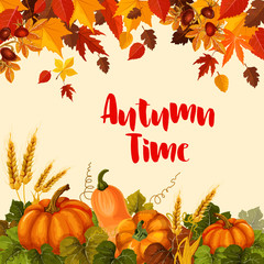 Autumn harvest and Thanksgiving Day poster design
