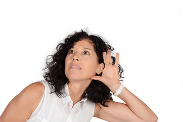 Fototapeta premium Woman hearing something.