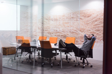 businessman relaxing at the desk