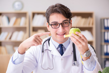 Scientist studying nutrition in various food