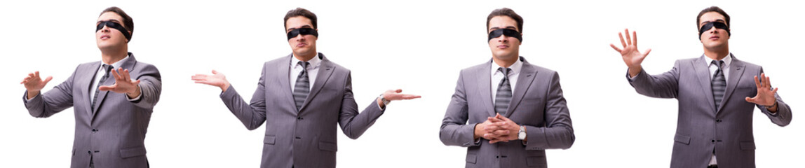 Blindfolded businessman isolated on white