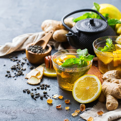 Japanese chinese tea teapot lemon ginger mint