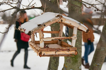 Naklejka premium Birdhouse at winter