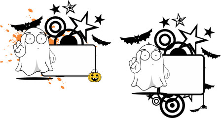 funny ghost cartoon expression halloween copyspace set in vector format very easy to edit