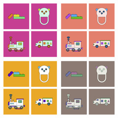 Set of children toys in different sets in flet on white board © gorovits