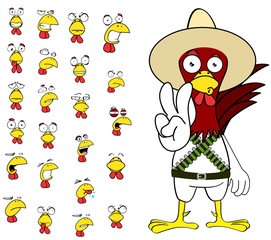 funny chicken mexican expressions cartoon setin vector format  very easy to edit 