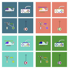 Set of children toys in different sets in flet on white board © gorovits