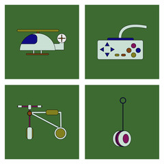 Set of children toys in different sets in flet on white board © gorovits