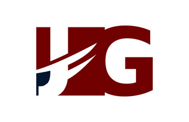 JG Red Negative Space Square Swoosh Letter Logo
