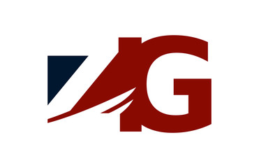 ZG Red Negative Space Square Swoosh Letter Logo
