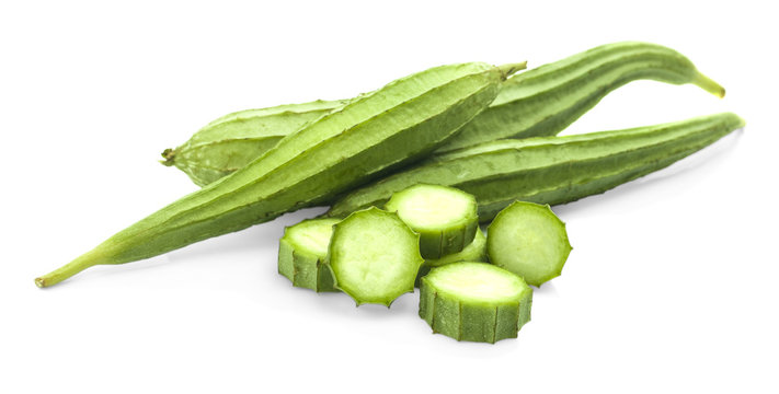 Angled Gourd on white background.