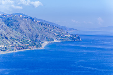 Mountain coasts and sicilian beaches in and around taormina
