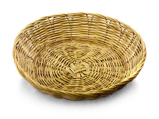 Fototapeta premium vintage weave wicker basket isolated on white background