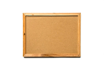 Brown kraft paper with wooden frame on white background