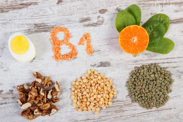 Products or ingredients containing vitamin B1 and fiber, healthy nutrition
