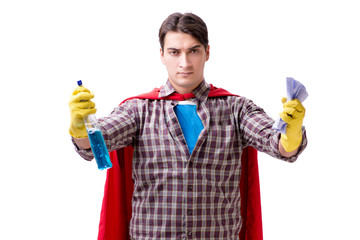 Super hero cleaner isolated on white