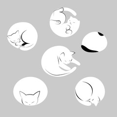 cats icons, cute cats illustration