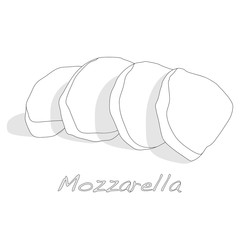 Piece of white mozzarella isolated
