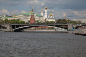 Obraz premium Historical district wide shot Moscow Kremlin river Russia May 2017 