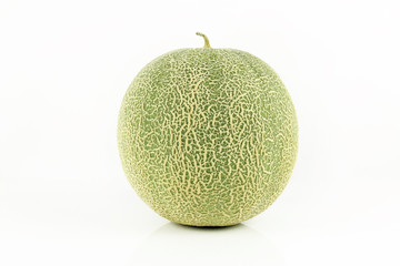 Fresh yellow melon or cantaloupe on white background
