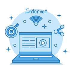 internet concept laptop connection media technology vector illustration