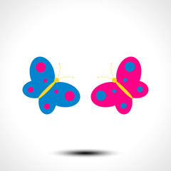 Color butterflies Isolated on White background. Vector illustration