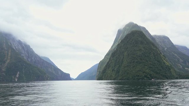Landscape of high mountain glacier at milford sound, New Zealand