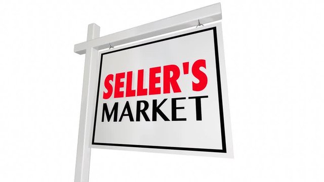 Sellers Market House Home for Sale Real Estate Sign 3d Animation