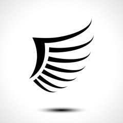 Wing icon isolated on white background. Vector illustration 