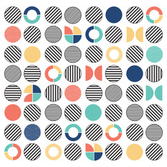 Geometric colorful mixed circle seamless pattern background
