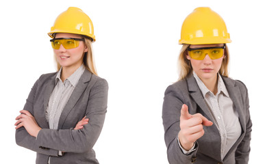 Woman architect isolated on white